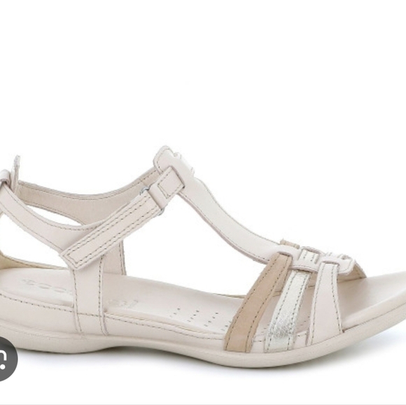 Ecco Women's Flash T Bar Strappy Leather Slide Sandals Shoes Sz 40/9-9.5 - Picture 1 of 12